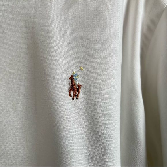 Vintage Polo By Ralph Lauren White Classic Cotton Button Down | Size 16 1/2 -34 - Picture 7 of 8